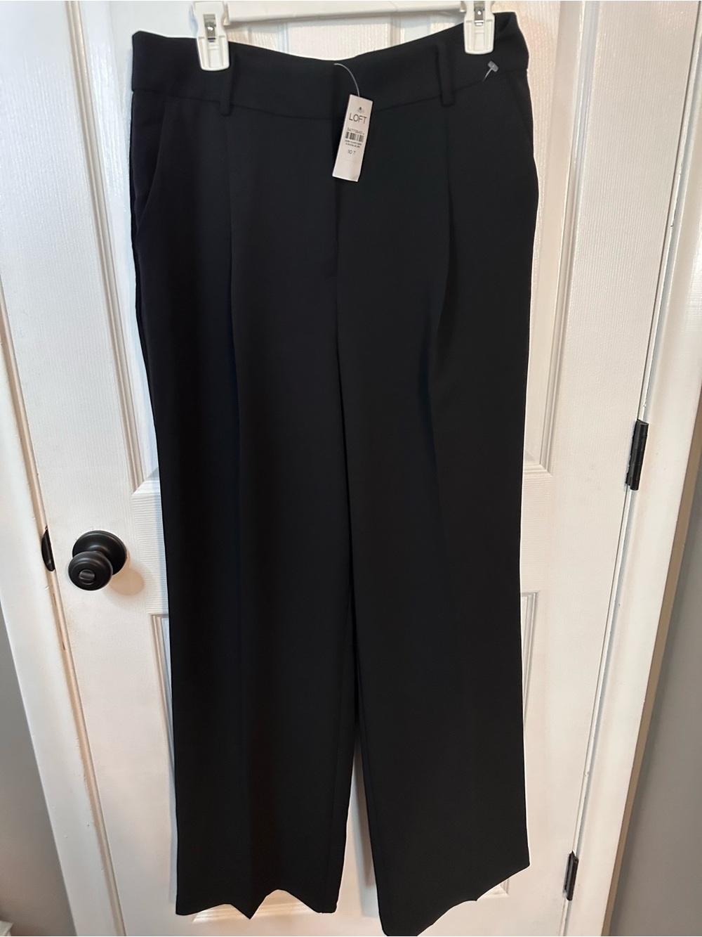 LOFT Black Wide-Leg Dress Pants - Tailored Front Pleats